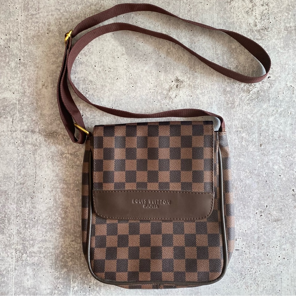 Designer inspired handbag 9x9x2 damier crossbody bag purse brown black